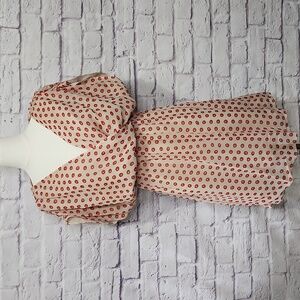 ANTHROPOLOGIE The Addison Story 100% Silk Cream & Red Dot Dress Sz Small